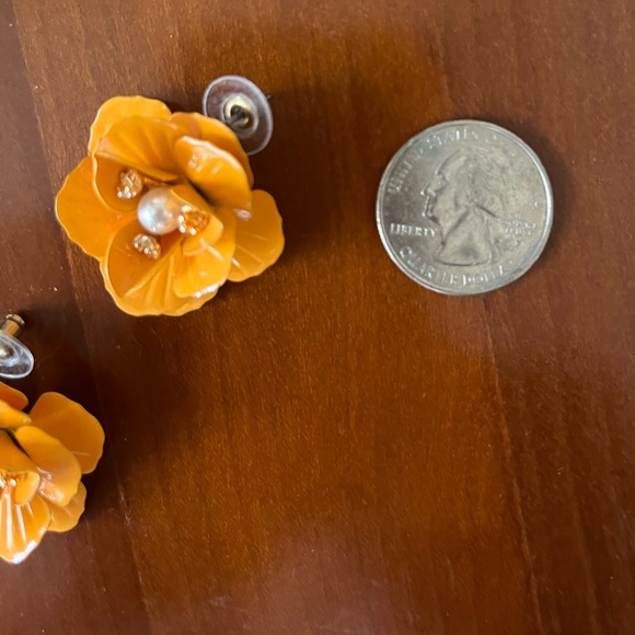 Charming Charlie Orange Flower Post Earrings - Picture 3 of 4